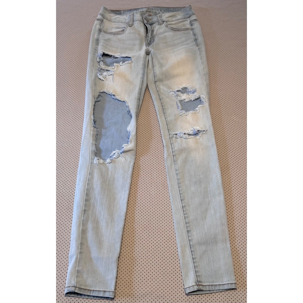 American Eagle Outfitters Distressed Jeggings Light Wash Skinny Jeans Size 2